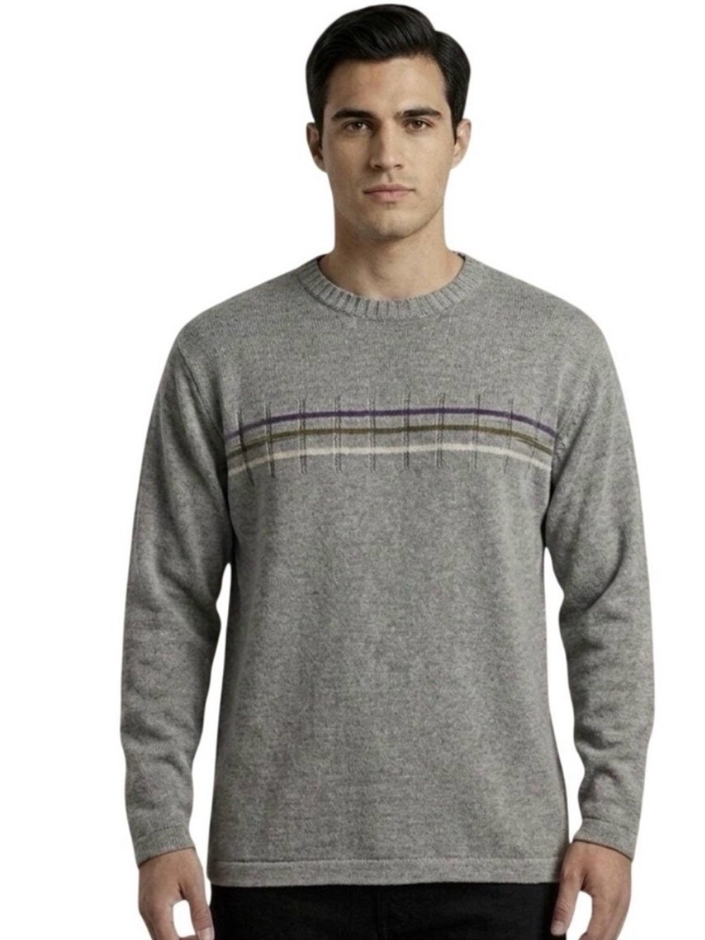 Vintage Quiksilver Gray Sweater Crewneck Ribbed Stripe Gorpcore 90s Y2K Dad XL